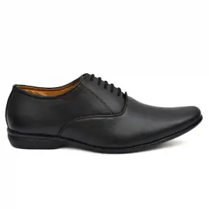 Nexsy Latest Trendy Men Formal Shoes | Black Derby Shoes | Office Shoes for Men & Boys - Black (LACE07)