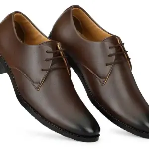 Nexsy Latest Trendy Men Formal Shoes | Brown Derby Shoes | Office Shoes For Men's & Boys - LACE03 Brown