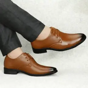 Nexsy Latest Trendy Men Formal Shoes | Tan Derby Shoes | Office Shoes for Men & Boys - Tan (LACE08)